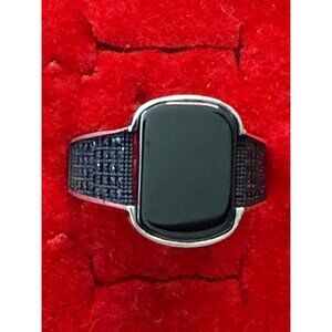 Mens Sterling Silver Black Onyx Statement Ring Textured Band Size 12